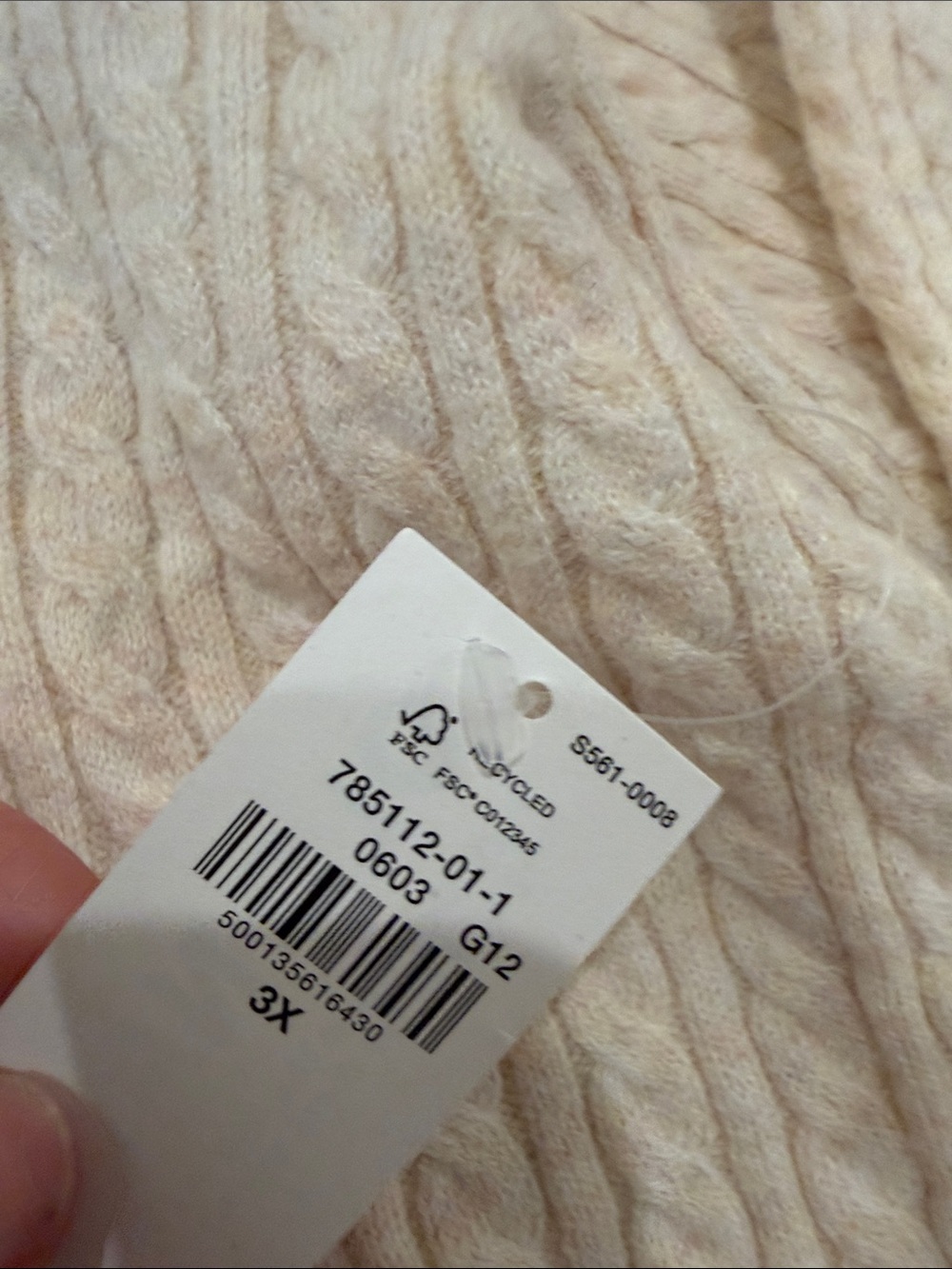 New Old Navy 3x Women's Light Cream Cable Cardigan - Picture 4 of 5